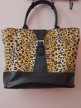 Frederick's Of Hollywood Leopard-Print Tote Bag with Black Trim